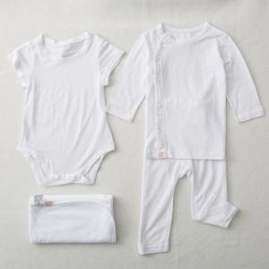 韩国原产COSCLO韩纸婴儿内衣毯子套装斜排上衣裤子连体衣毯子